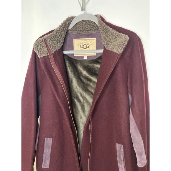 RARE BURGUNDY UGG COAT SIZE M - Picture 4 of 12